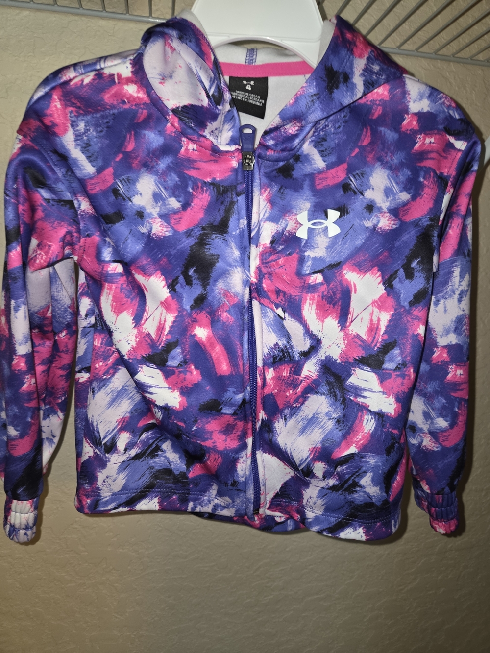 Under Armour Purple and Pink Hooded Jacket with Brushstroke Accent